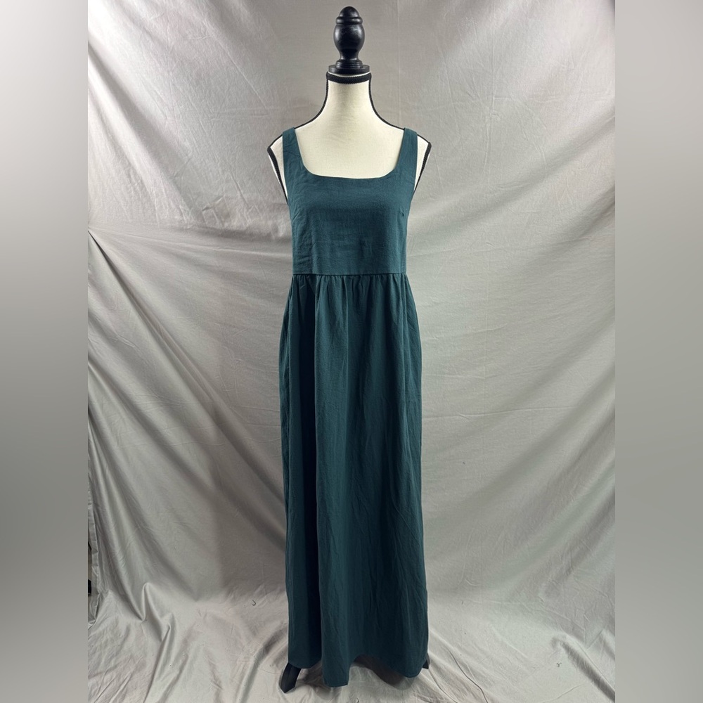 Cotton Sleeveless Tank A- Line Dress Green - Picture 9 of 11